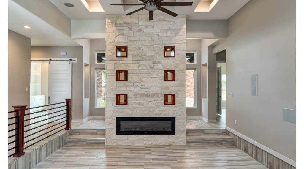 Home interior with chimney