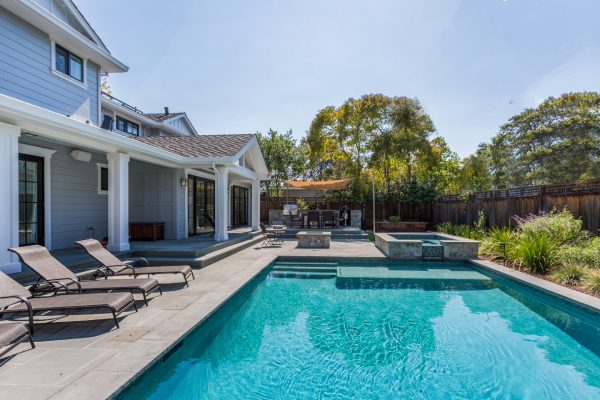 Custom Home, Menlo Park, Piscina trasera