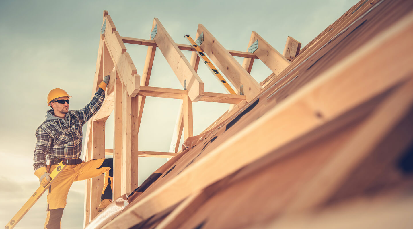 Man roof inspecting