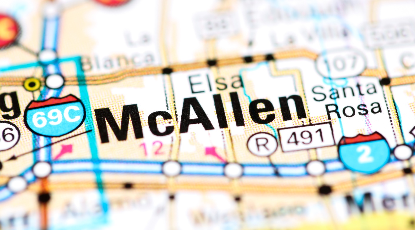 McAllen. Texas. USA on a map