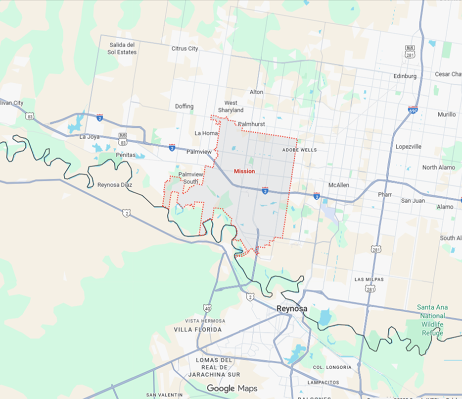 Mission, TX on the map