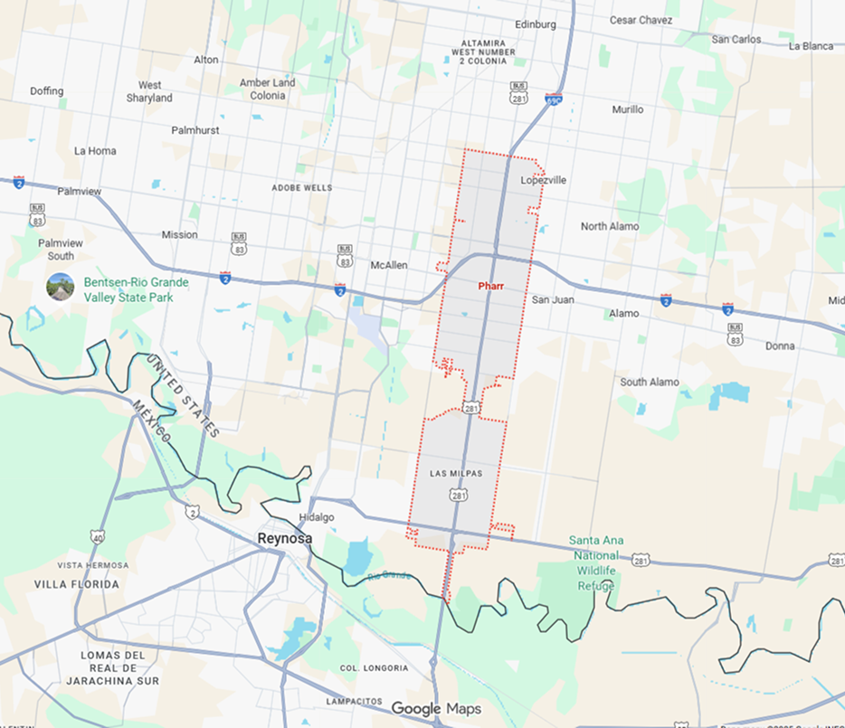 Pharr, TX on the map