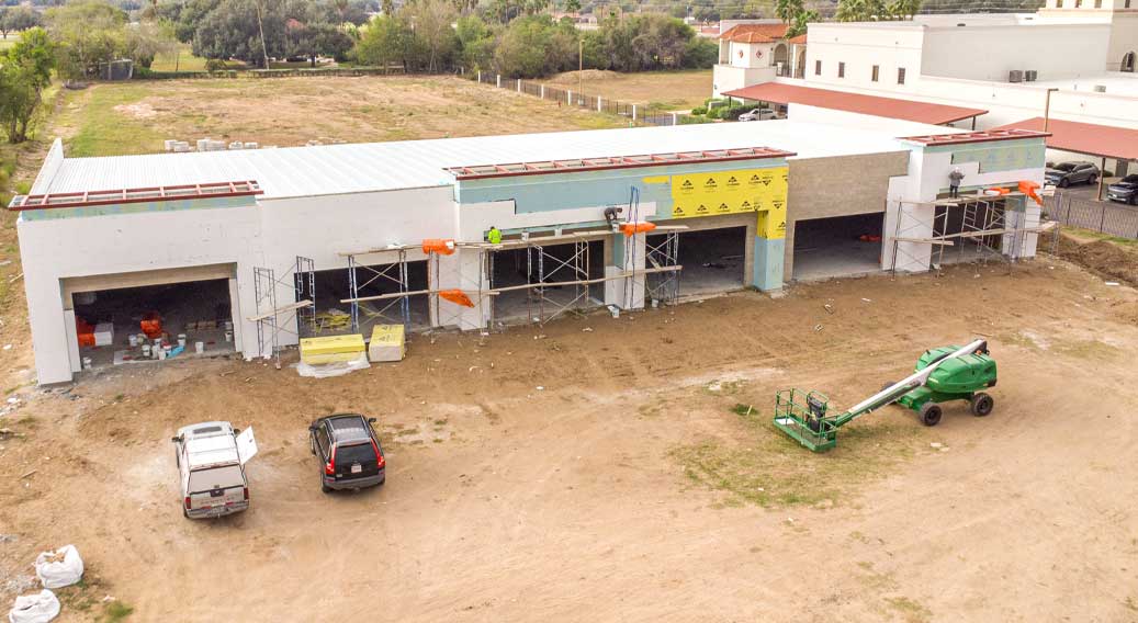 Commercial construction aerial view